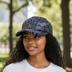 Iridescent Sequined Baseball Cap OSFA Hat handmade in USA